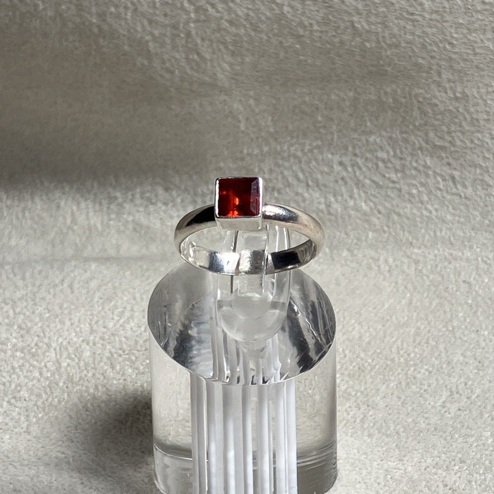 Sterling Silver Orange Sapphire Ring